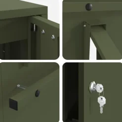Moderne postkasse i stål - Rektangulær olivengrøn | Størrelse: 30x23x55 cm