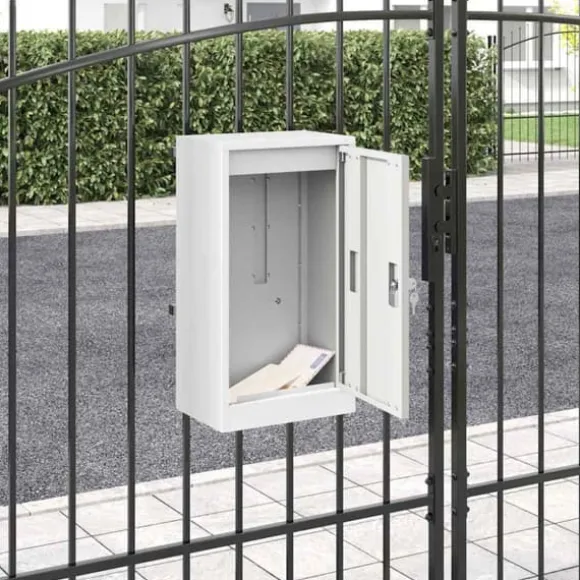 Moderne postkasse i stål - Rektangulær design | Farve: Hvid | Størrelse: 30x23x55 cm