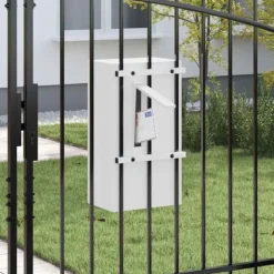Moderne postkasse i stål - Rektangulær design | Farve: Hvid | Størrelse: 30x23x55 cm