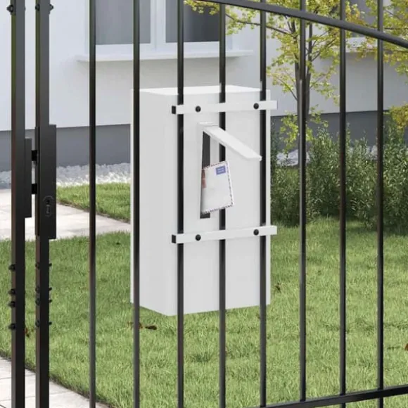 Moderne postkasse i stål - Rektangulær design | Farve: Hvid | Størrelse: 30x23x55 cm