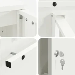 Moderne postkasse i stål - Rektangulær design | Farve: Hvid | Størrelse: 30x23x55 cm