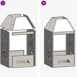 Moderne rektangulær bålsted i koldvalset stål | Farve: Sort | Størrelse: 50x50x100 cm