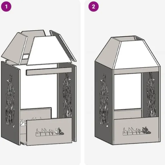 Moderne rektangulær bålsted i koldvalset stål | Farve: Sort | Størrelse: 50x50x100 cm