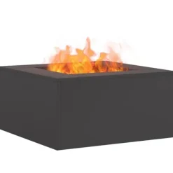 Moderne rektangulært bålsted i koldvalset stål | Størrelse: 60x60x30 cm | Farve: Sort