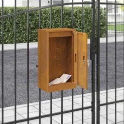 Moderne stål postkasse - Rektangulær design | Farve: Rusten | Størrelse: 30x23x55 cm