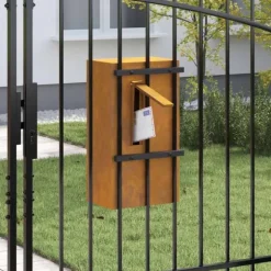 Moderne stål postkasse - Rektangulær design | Farve: Rusten | Størrelse: 30x23x55 cm