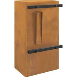 Moderne stål postkasse - Rektangulær design | Farve: Rusten | Størrelse: 30x23x55 cm