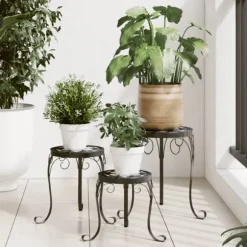 Mosaik planteborde i 3 stk. - Keramisk top | Farve: Sort og Hvid