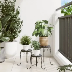 Mosaik planteborde i 3 stk. - Keramisk top | Farve: Sort og Hvid