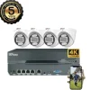 5MP POE CCTV Kamera System, 4 Kanal Video Indgang, Infrarød Nattesyn,1T, 4CH 4 Dome Kamera