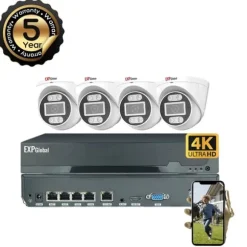 5MP POE CCTV Kamera System, 4 Kanal Video Indgang, Infrarød Nattesyn,1T, 4CH 4 Dome Kamera