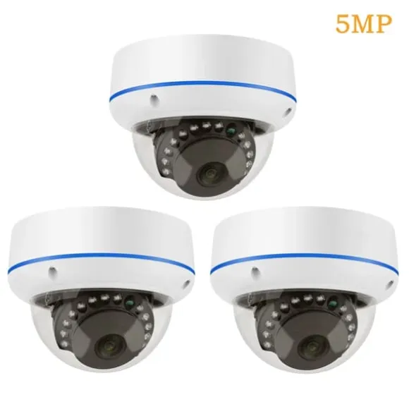 5MP POE IP Kamera, Indendørs Dome, Vandal-sikker,3pc 5MP POE Kamera, 2.8mm