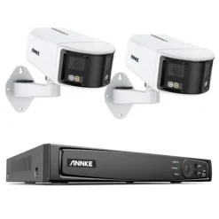 8MP Sikkerhedskamera, Dobbelt Linse, 180 Graders Panoramisk, 8CH NVR,Ingen, 8CH NVR 2Pcs Kits