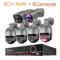 8MP Sikkerhedskamerasystem, Natvision, AI Detektion, To-Vejs Lyd,