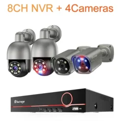 8MP Sikkerhedskamerasystem, Natvision, AI Detektion, To-Vejs Lyd,