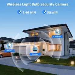 2MP Vandtæt Pære Kamera - Udendørs Smart Trådløs 2K Lyshoved Overvågning, Kompatibel med E27 fatning