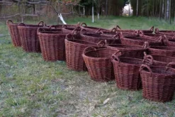 Mørk flettet gårdkurv til høst af frugt, grøntsager, kartofler, urtepotte, røgballon, 60 cm, uden indsats