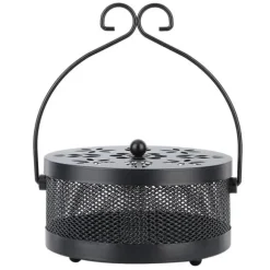 Myggespiralholder Metal Askeholder Rund Bærbar Spiral Røgelsesboks (Sort)