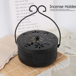Myggespiralholder Metal Askeholder Rund Bærbar Spiral Røgelsesboks (Sort)