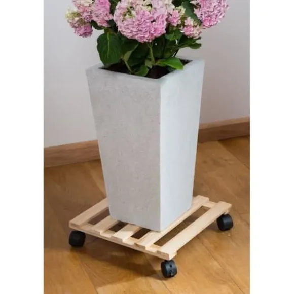 NATUR Hyllan på hjul för växter - Gran - H7,4 x 35 x 35 cm