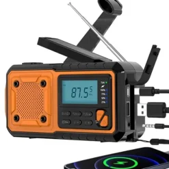 Nødradio 4000mAh - AM/FM/SW håndsvinget radio med solceller USB, lommelygte, læselampe, SOS-alarm, velegnet til camping, vandreture og nødberedskab. | CDON