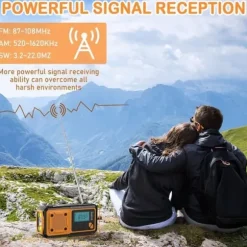 Nødradio 4000mAh - AM/FM/SW håndsvinget radio med solceller USB, lommelygte, læselampe, SOS-alarm, velegnet til camping, vandreture og nødberedskab. | CDON