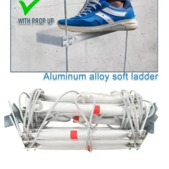 Nødsituation brandstige, 5m længde, 200kg belastningskapacitet, 2,35kg vægt, aluminiumlegering, kompakt design