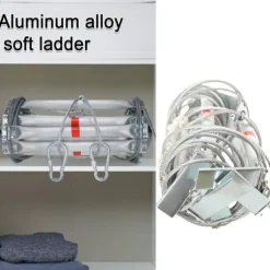 Nødsituation brandstige, 5m længde, 200kg belastningskapacitet, 2,35kg vægt, aluminiumlegering, kompakt design