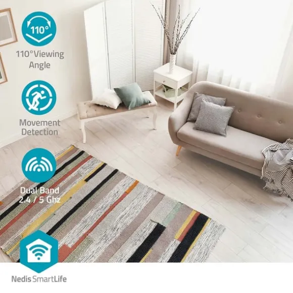 Nedis SmartLife Indendørs Kamera | 3MP Full HD 1296p | Cloud Storage (mulighed) / microSD (ikke inkluderet) / Onvif | Med bevægelsessensor | Nattesyn | CDON