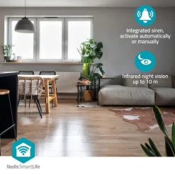 Nedis SmartLife Indendørs Kamera | 3MP Full HD 1296p | Cloud Storage (mulighed) / microSD (ikke inkluderet) / Onvif | Med bevægelsessensor | Nattesyn | CDON