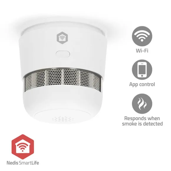 Nedis SmartLife Røgalarm | Batteri | Sensorlevetid: 10 År | EN 14604 | Maks. batteritid: 36 Måned | 85 dB | Hvid | 1 stk