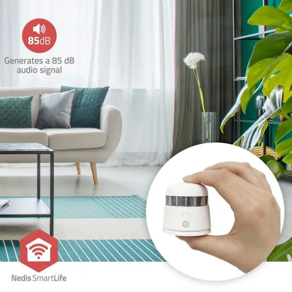 Nedis SmartLife Røgalarm | Batteri | Sensorlevetid: 10 År | EN 14604 | Maks. batteritid: 36 Måned | 85 dB | Hvid | 1 stk