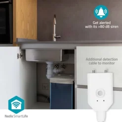 Nedis SmartLife Vand Detektor | Wi-Fi | Batteri | Udvidelse inkluderet | Maks. batteritid: 24 Måned | 80 dB | Hvid