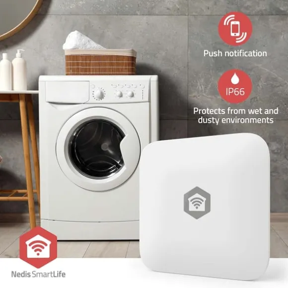 Nedis SmartLife Vand Detektor | Zigbee 3.0 | Batteri | Maks. batteritid: 12 Måned | Hvid