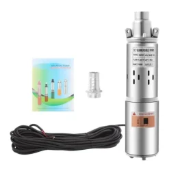Nedsænkelig dybbrøndspumpe - 12V solpumpe - 180 W - Løftehøjde 30 m - Rustfrit stål - Vanding & have - EU-stik