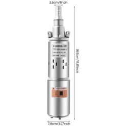 Nedsænkelig dybbrøndspumpe - 12V solpumpe - 180 W - Løftehøjde 30 m - Rustfrit stål - Vanding & have - EU-stik