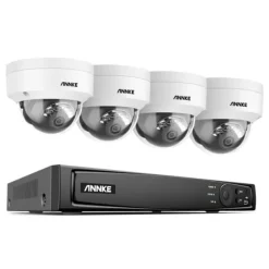 Netværk Video Sikkerhedssystem, 8MP Ultra HD Opløsning, H.265+ Video Komprimering,8CH NVR 4 stk. Kamera, Ingen