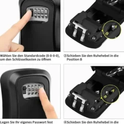 Nøgleskab med digital kode, eksternt nøgleskab, vægmonteret nøgleboks med 4-cifret kode, eksternt nøgleskab, nøgleskjul, nøgleskab, nøgleskab, sort n | CDON