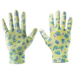 Nitrilbelagte havehandsker, blomstermønster, størrelse 8"