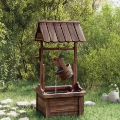 Ønskebrønd fontæne med elektrisk pumpe - Massivt fyrretræ | Størrelse: 57x50x112 cm