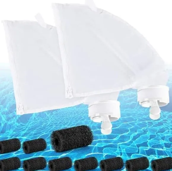 OBOSOE 2 Nylon Pool Filter Poser med Lynlås + 10 Sort Sponge Filter Dele - Reservedele til Polaris 280/480 Pool Robot