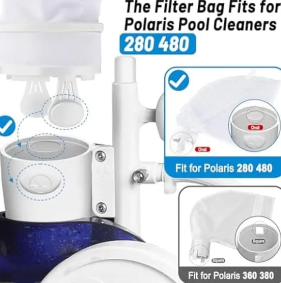 OBOSOE 2 Nylon Pool Filter Poser med Lynlås + 10 Sort Sponge Filter Dele - Reservedele til Polaris 280/480 Pool Robot
