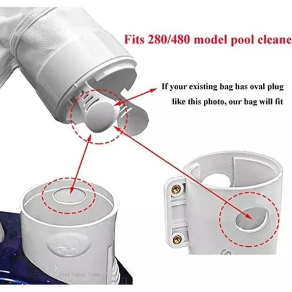 OBOSOE 2 Nylon Pool Filter Poser med Lynlås + 10 Sort Sponge Filter Dele - Reservedele til Polaris 280/480 Pool Robot