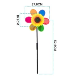 OBOSOE 4 stk Havepinde - Glitter Solsikke Vindklokke, Plastik Regnbue Vindhjul, DIY Vindmølle til Have, Altan & Udendørs Dekoration