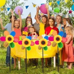 OBOSOE 4 stk Havepinde - Glitter Solsikke Vindklokke, Plastik Regnbue Vindhjul, DIY Vindmølle til Have, Altan & Udendørs Dekoration