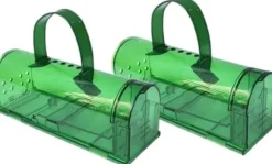 OBOSOE 2 stk rottefælder – Automatisk kontinuerlig musefælde til køkken, opbevaring og soveværelse | Plastkonstruktion med pedal og håndtag