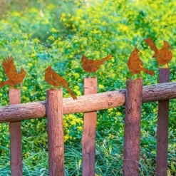 OBOSOE 5 stk Rust Bird Detaljer – Metal Havedekoration, Udendørs Ornamenter & Stor Havekunst | Perfekt gave
