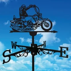 OBOSOE 1 vintage vindretningsindikator, metallkontur af motorcyklister, vindretningsindikator, gårdhave tag, terrasse, græsplæne, gårdhave dekoration | CDON
