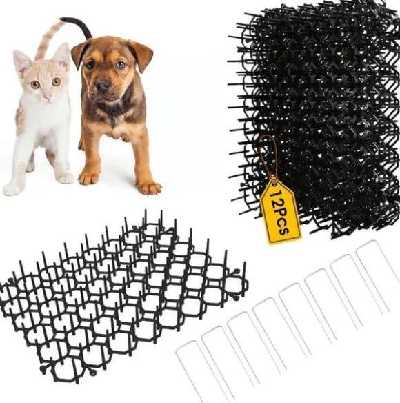 OBOSOE Anti-Cat modhagernet - 12 stk Katteafvisende måtter 20x15 cm • Dyreafvisende med blonde • Beskytter Haver og Møbler