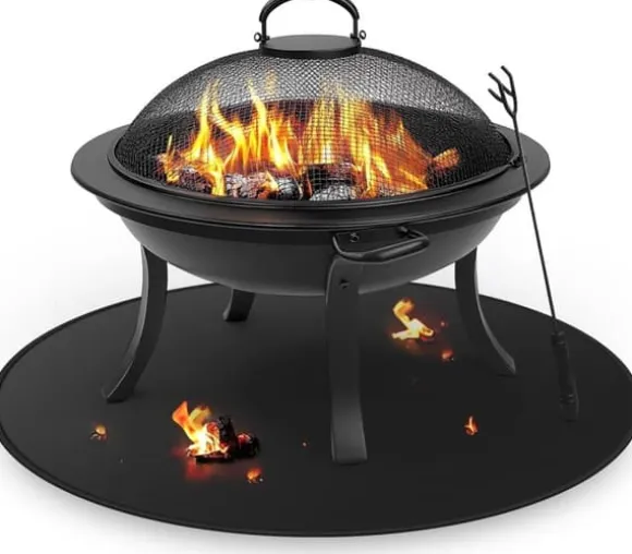 OBOSOE bålmåtte til solo-komfurbål – 60 cm rund grillmåtte, brandsikker, vandafvisende og olieafvisende